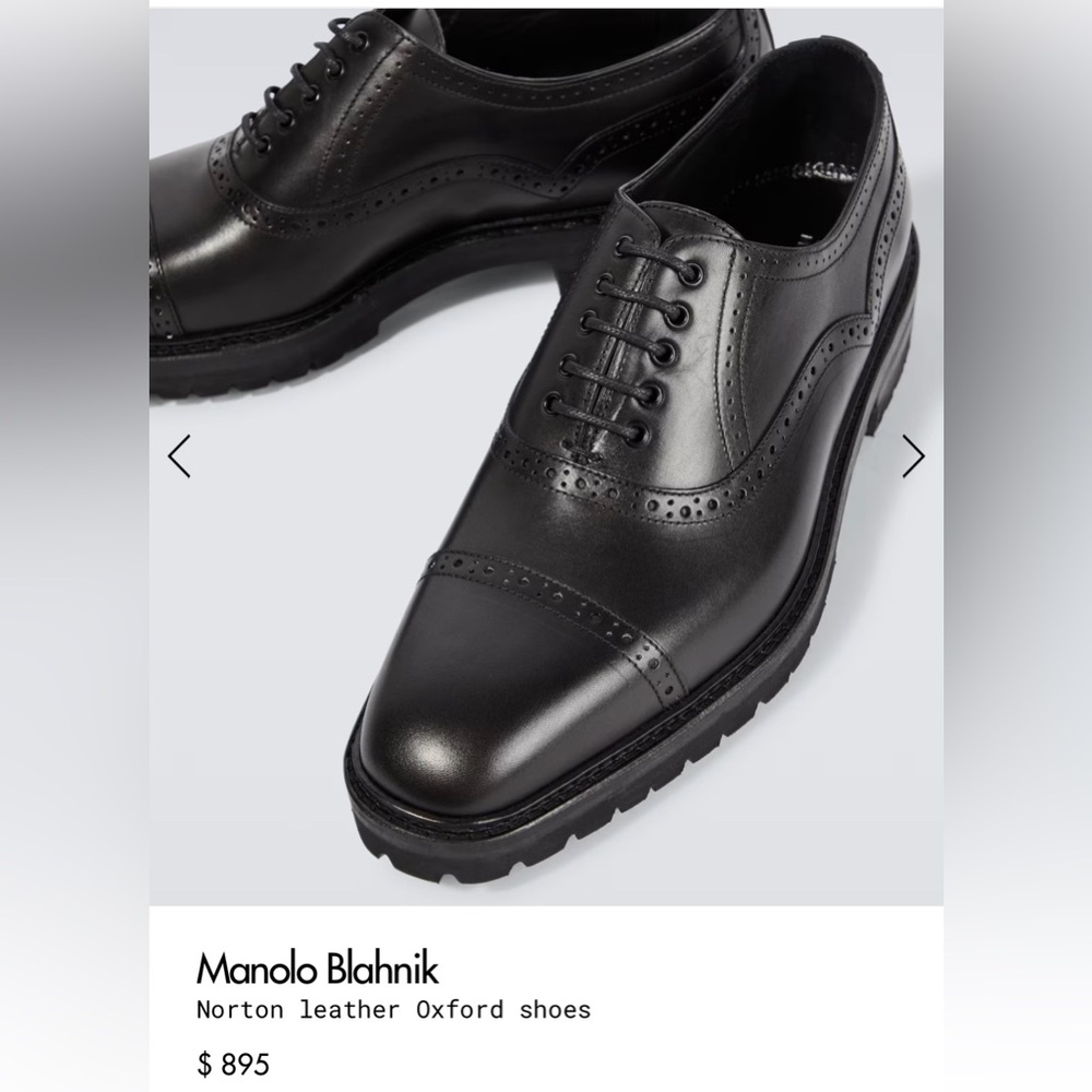 Black Manolo Blahnik men’s Oxford dress shoes. Size 9